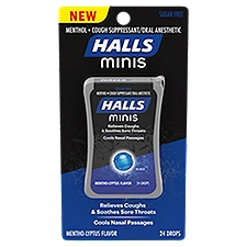 Halls Minis Sugar Free Mentho-Lyptus Flavor, Drops, 24 Each