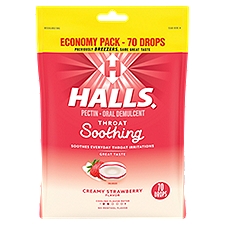 Halls Soothing Creamy Strawberry Flavor Drops Economy Pack, 70 count, 70 Each