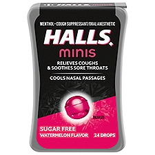 Halls Minis Sugar Free Watermelon Flavor Drops, 24 count