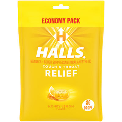 HALLS Relief Honey Lemon Cough Drops Economy Pack