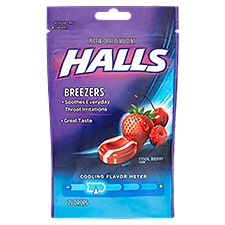 Halls Breezers Cool Berry Flavor, Drops, 25 Each