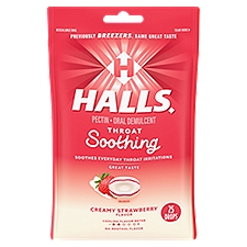 Halls Breezers Creamy Strawberry Throat, Drops, 25 Each