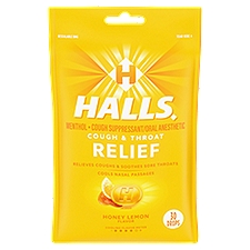 Halls Drops, Relief Honey Lemon Flavor Cough, 30 Each