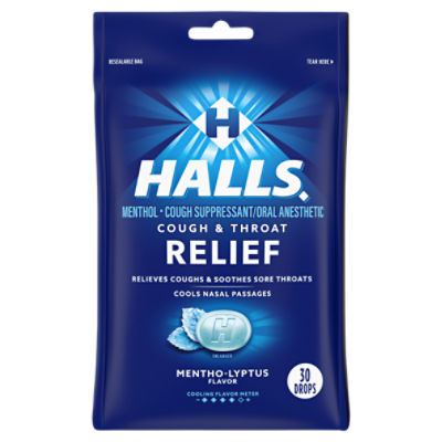 Halls Cough & Throat Relief MenthoLyptus Flavor, Drops