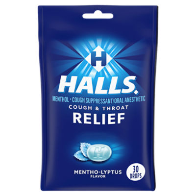 HALLS Relief Mentho-Lyptus Cough Drops, 30 Drops