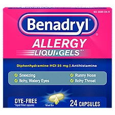 Benadryl Allergy Dye-Free, Liqui-Gels, 24 Each