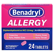 Benadryl Ultratabs Antihistamine Allergy Relief Tablets, 24 ct, 24 Each