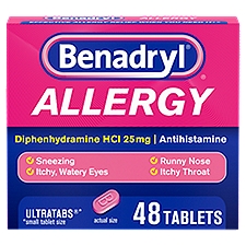 Benadryl Ultratabs Allergy Tablets, 48 count