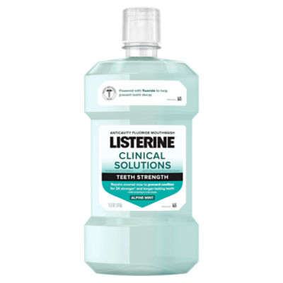 Listerine Clinical Solutions Teeth Strength Alpine Mint Anticavity Fluoride Mouthwash, 33.8 fl oz