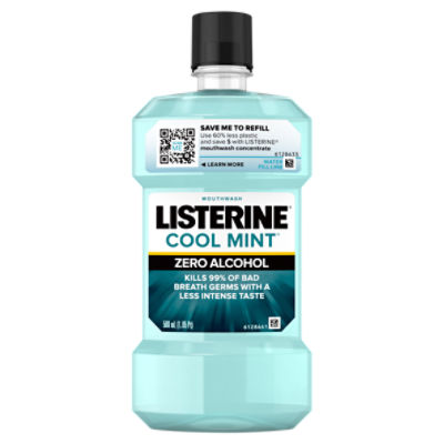 Listerine Cool Mint Zero Alcohol Mouthwash, 500mL, 16.9 Fluid ounce