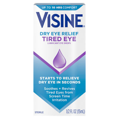 Visine Sterile Dry Eye Relief Tired Eye Lubricant Eye Drops, 1/2 fl oz