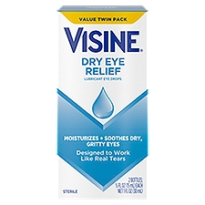Visine Dry Eye Relief Lubricant Eye Drops Value Twin Pack, 1/2 fl oz, 2 count