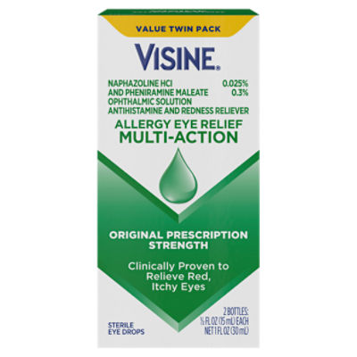 Visine Multi-Action Allergy Eye Relief Sterile Eye Drops Value Twin Pack, 1/2 fl oz, 2 count