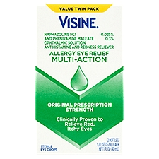 Visine Multi-Action Allergy Eye Relief Sterile Eye Drops Value Twin Pack, 1/2 fl oz, 2 count