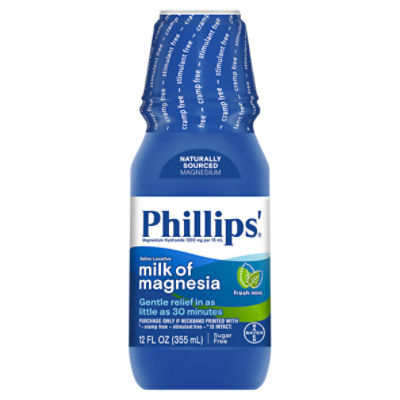 Phillips' Genuine Saline Laxative Fresh Mint Milk of Magnesia, 12 fl oz, 12 Fluid ounce