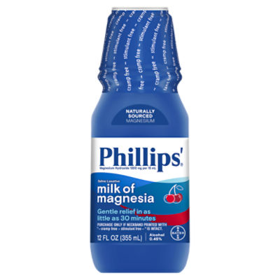 Phillips' Genuine Saline Laxative Wild Cherry Milk of Magnesia, 12 fl oz, 12 Fluid ounce