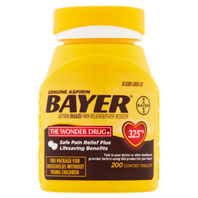 Bayer The Wonder Drug Genuine Aspirin Coated Tablets, 325 mg, 200 count, 200 Each