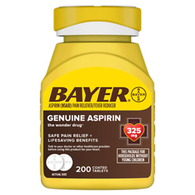 Bayer The Wonder Drug Genuine Aspirin Coated Tablets, 325 mg, 200 count, 200 Each