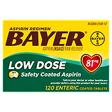 Bayer Aspirin Regimen Low Dose Enteric Coated Tablets, 81 mg, 120 count