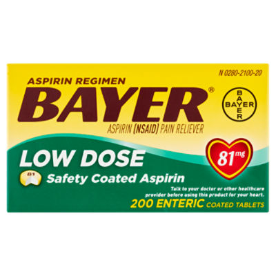 Bayer Aspirin Regimen Low Dose Enteric Coated Tablets, 81 mg, 200 count, 200 Each