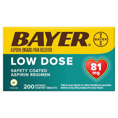 Bayer Aspirin Regimen Low Dose Enteric Coated Tablets, 81 mg, 200 count ...