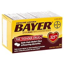 Bayer The Wonder Drug Genuine Aspirin 325 mg, Coated Tablets, 24 Each