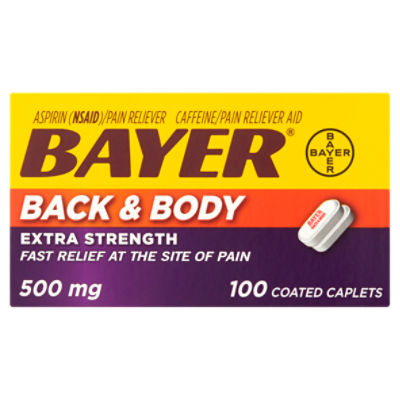 Bayer Back & Body Extra Strength Coated Caplets, 500 mg, 100 count, 100 Each