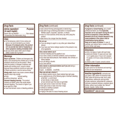Bayer Aspirin Regimen Safety Enteric Coated Caplets, 325 mg, 100 count