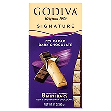 Godiva Signature 72% Cacao Dark Chocolate Mini Bars, 8 count, 3.1 oz, 3.1 Ounce