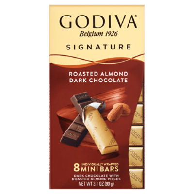 Godiva Signature Roasted Almond Dark Chocolate Mini Bars, 8 count, 3.1 oz