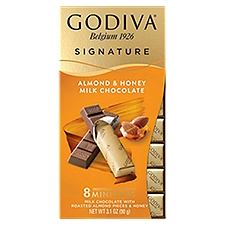 Godiva Signature Almond & Honey Milk Chocolate Mini Bars, 8 count, 3.1 oz