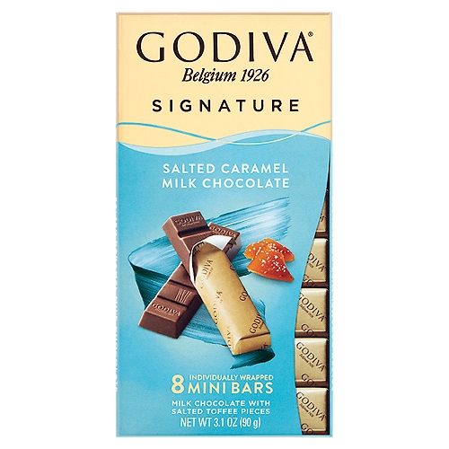Godiva Signature Salted Caramel Milk Chocolate Mini Bars, 8 count, 3.1 oz