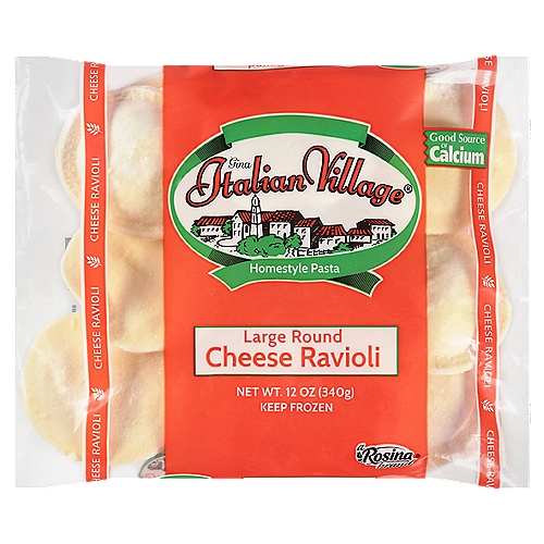 Rosina Italian Village Large Round Cheese Ravioli Homestyle Pasta, 12 oz
Simply Delicious Pasta ... Homestyle Quality
Filled with traditional Italian cheeses, Italian Village Large Round Cheese Ravioli make a nutritious and convenient meal for the entire family!