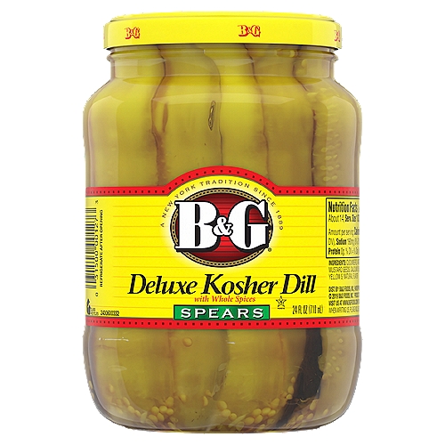 B&G Spears Deluxe Kosher Dill with Whole Spices, 24 fl oz