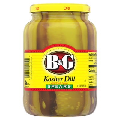 B&G Kosher Dill Spears with Whole Spices, 32 fl oz, 32 Fluid ounce