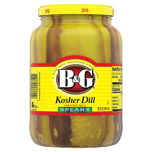 B&G Kosher Dill Spears with Whole Spices, 32 fl oz
