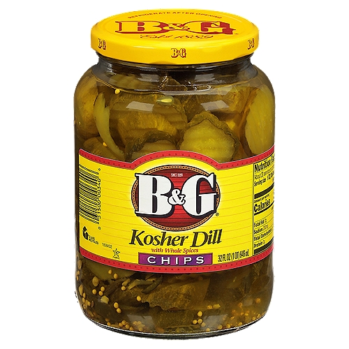 B&G Chips Kosher Dill with Whole Spices, 32 fl oz