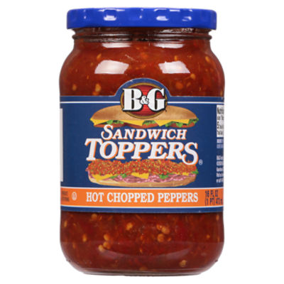 B&G Sandwich Toppers Hot Chopped Peppers, 16 fl oz