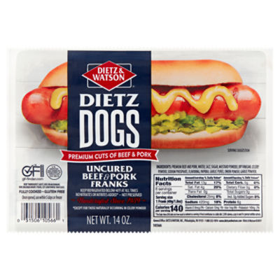 Dietz & Watson Dietz Dogs Uncured Beef and Pork Franks, 14 oz, 14 Ounce