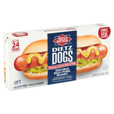 Dietz & Watson Dietz Dogs Uncured Beef & Pork Franks Family Pack, 24 count, 42 oz