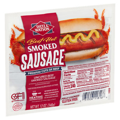 Dietz & Watson Beef Hot Smoked Sausage, 12 oz