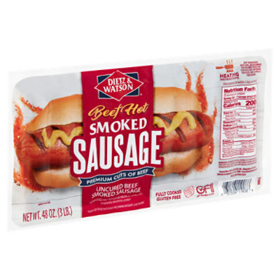 Dietz & Watson Beef Hot Uncured Beef Smoked Sausage, 48 oz The Fresh