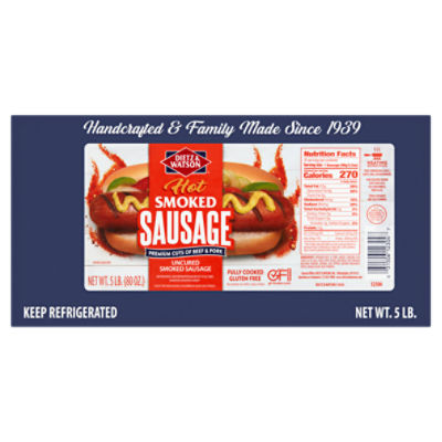 Dietz & Watson Hot Uncured Smoked Sausage, 80 oz