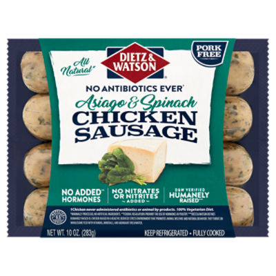 Dietz & Watson Asiago & Spinach Chicken Sausage, 10 oz