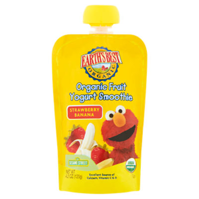 Earth's Best Organic 123 Sesame Street Strawberry Banana Fruit Yogurt Smoothie Baby Food, 4.2 oz