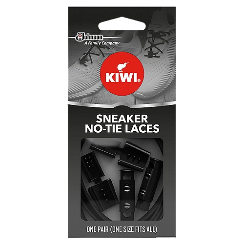 KIWI Sneaker No-Tie Shoe Laces, Black (1 pair)