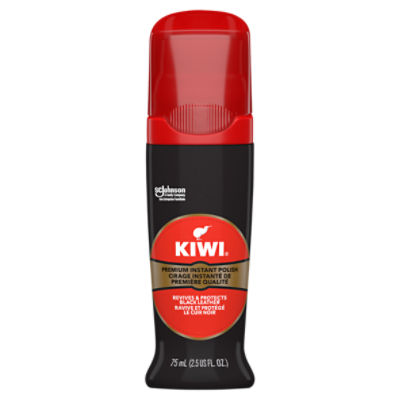KIWI Instant Shine & Protect, Black Liquid Shoe Polish, 2.5 oz (1 Bottle with Sponge Applicator), 2.5 Fluid ounce