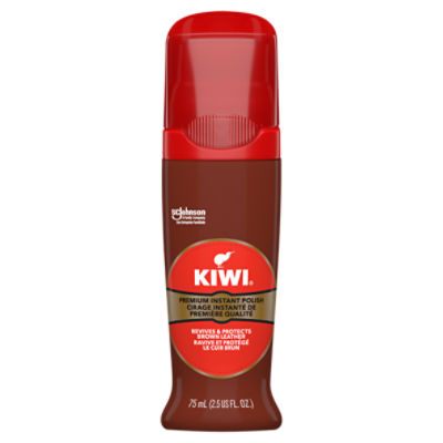 KIWI Instant Shine & Protect, Brown Liquid Shoe Polish, 2.5 oz (1 Bottle with Sponge Applicator)