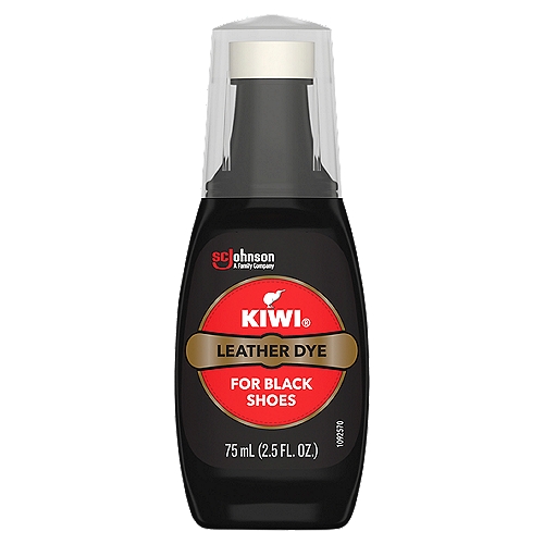 KIWI Leather Dye, Black, 2.5 oz (1 Bottle with Sponge Applicator)
