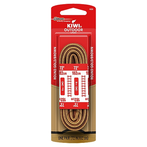 KIWI Outdoor Round Laces, Gold/Brown, 72 in, 1 pair